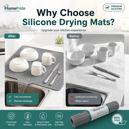 sheezaworld™ Large Silicone Dish Drying Mat for Kitchen.
