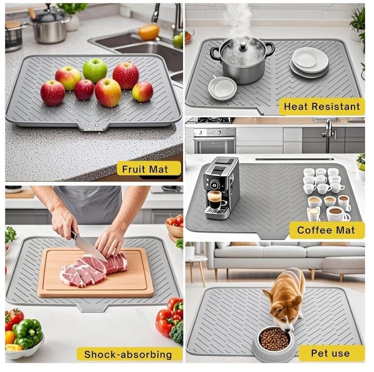 sheezaworld™ Large Silicone Dish Drying Mat for Kitchen.