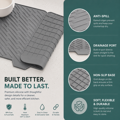 sheezaworld™ Large Silicone Dish Drying Mat for Kitchen.